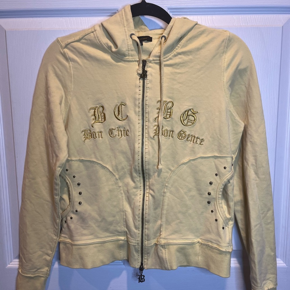 BCBG Yellow Zip-Up Hoodie